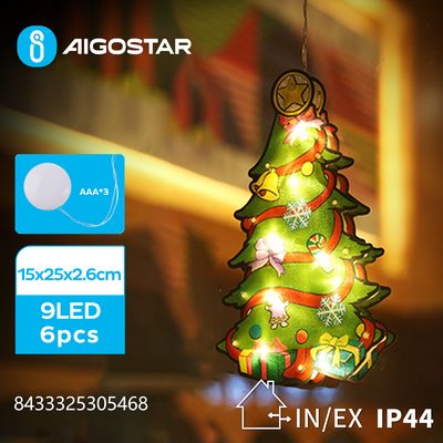 Adorno Navidad Figura Arbol de Navidad con Luz y Ventosa a Pilas